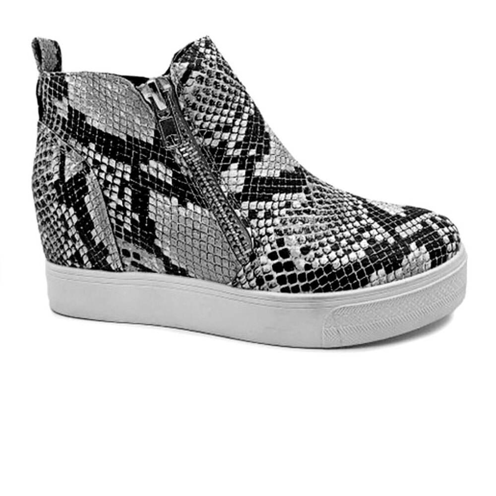 BAMBOO Snakeskin Print Wedge Sneaker – Faux Suede • Elevated Comfort . Bootie - Picture 5 of 5